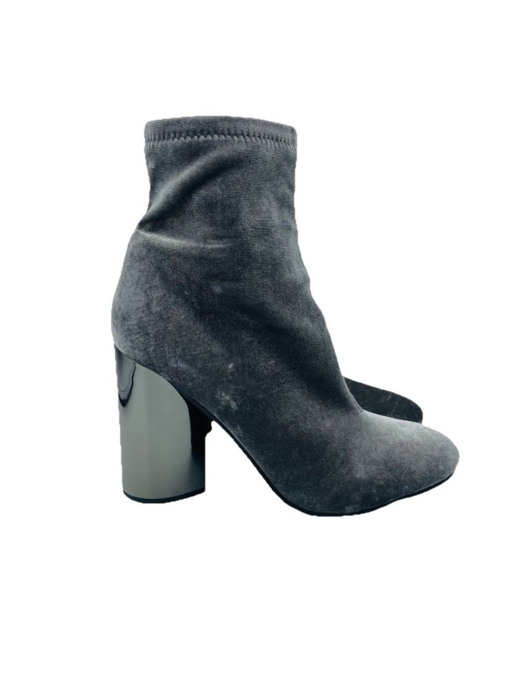 Aldo Shoes Womens Size 9 Gray Shiny High Heels Zip Booties Stretch Comfort